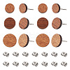  24Pcs 3 Styles Walnut Wood Flat Round Stud Earrings with 304 Stainless Steel Pin for Women EJEW-TA0001-25-10
