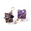 Natural Amethyst Copper Wire Wrapped Pendants G-B041-02G-12-3