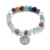 Natural Fluorite Round Beaded Chakra Stretch Bracelets BJEW-K251-01C-4