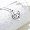Mother's Day Brass Micro Pave Clear Cubic Zirconia Mother and Baby Heart Pendant Necklaces for Women NJEW-C085-01C-P-1