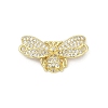 Brass Micro Pave Clear Cubic Zirconia Bee Connector Charms KK-D317-143G-1