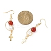 Shell Pearl Cross Dangle Earrings EJEW-JE06706-5