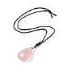 Natural Rose Quartz Pendant Necklace for Women NJEW-C031-01-2