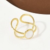Oval 304 Stainless Steel Enamel Cuff Rings for Women RJEW-G355-03G-4