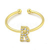Rack Plating Brass Open Cuff Rings for Women RJEW-F162-02G-R-2