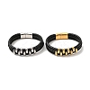 Leather Braided Triple Loops Multi-strand Bracelet with 304 Stainless Steel Magnetic Clasp for Men Women BJEW-C021-20-1