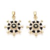 Brass Micro Pave Clear Cubic Zirconia and Enamel Pendants KK-T075-91A-G-1