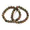 Natural Unakite Round Beaded Stretch Bracelets GG-CBA12F1-02A-07-4