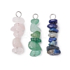 3Pcs Natural Rose Quartz & Green Aventurine & Lapis Lazuli Chip Beaded Constellation Pendants PALLOY-JF03043-12-1