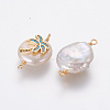 Natural Pearl Links connectors PEAR-F014-02G-D-2