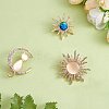 3Pcs 3 Style Rhinestone Sun & Moon with Cat Enamel Pins JBR077A-3