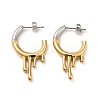 Two Tone 304 Stainless Steel Melting Dripping Stud Earrings LS-EJEW-F289-02GP-1
