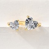 Brass Micro Pave Cubic Zirconia Cuff Rings for Women RJEW-F181-10G-01-4