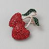 Cherry Alloy Rhinestone Brooches for Backpack Clothes  JEWB-CJC0010-008-1