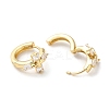 Brass Pave Clear Cubic Zirconia Hoop Earrings EJEW-M258-02G-2