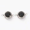 Stainless Steel Color Plated 304 Stainless Steel Pave Cubic Zirconia Links Connectors STAS-I169-02P-04-1
