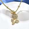 Brass Micro Pave Clear Cubic Zirconia Flower Pendant Necklaces for Women NJEW-A039-01B-G-1