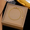 4MM 304 Stainless Steel Heart Link Chain Bracelets for Women BJEW-G759-07G-1