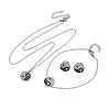 Yin-yang 304 Stainless Steel Rhinestone Pendant Necklaces & Bracelets & Stud Earrings Sets for Women SJEW-C004-17P-4