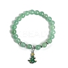 Christmas Theme Natural Green Aventurine Stretch Bracelets PW-WG72984-09-1