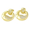 Double Corn Brass Dangle Stud Earrings with Cubic Zirconia EJEW-G373-02G-1
