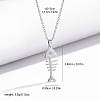 201 Stainless Steel Fishbone Pendant 304 Stainless Steel Cable Chain Necklaces WGDF59F-02-1