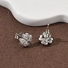 Clover Brass Micro Pave Clear Cubic Zirconia Stud Earrings EJEW-F383-09P-5