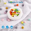 100Pcs Silicone Beads 14mm Silicone Abacus Beads Rubber Beads Large Hole Colored Loose Spacer Beads for DIY Necklace Bracelet Keychain Craft Jewelry Making JX323A-5