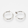 Tarnish Resistant 201 Stainless Steel Retractable Clip-on Hoop Earrings X-STAS-S100-06-2