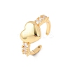 Adjustable Brass Micro Pave Cubic Zirconia Cuff Rings for Women RJEW-B139-02G-4