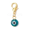 10Pcs Flat Round Handmade Evil Eye Lampwork Pendant Decorations HJEW-JM03489-02-4