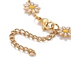 Enamel Daisy Link Chain Necklace NJEW-P220-01G-5