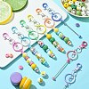 11Pcs 11 Colors Gradient Color Alloy Beadable Bar Keychain for DIY Crafts Jewelry Making KEYC-CJ0001-10-5