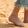 Bohemian Brass & Colorful Glass Seed Beads Double Layer Anklets LS-AJEW-Z046-04G-1