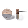 Opaque Resin & Walnut Wood Stud Earring Findings MAK-N032-008A-B04-4