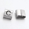 Tarnish Resistant Letter Style 201 Stainless Steel Square Slide Charms STAS-L132-16-1