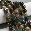Faceted Natural Dragon Veins Agate Beads Strands G-F447-12mm-P03-1