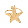 Ion Plating (IP) 304 Stainless Steel Starfish Open Cuff Rings for Women LS-RJEW-M167-08E-G-2
