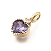 Brass Pave Cubic Zirconia Charms LS-KK-Q097-03E-G-2