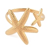 Ion Plating(IP) 304 Stainless Steel Starfish Open Cuff Rings for Women RJEW-Z057-09G-2