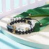 2Pcs 2 Style Cubic Zirconia Braided Bead Bracelet BJEW-JB08050-02-2