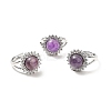 Natural Amethyst Adjustable Rings RJEW-P043-02P-21-2