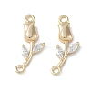 Brass & Clear Glass Flower Links Connector Charms X-KK-H482-16G-1