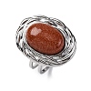 Oval Synthetic Goldstone Finger Rings RJEW-M063-01P-15-4