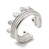 Non-Tarnish 304 Stainless Steel Leaf Open Cuff Ring for Women RJEW-I098-14P-1