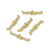 Rack Plating Brass Micro Pave Clear Cubic Zirconia Connector Charms KK-C007-37G-A-1