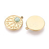304 Stainless Steel and Cat Eye Pendants STAS-T072-09G-2