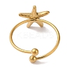 Ion Plating (IP) 304 Stainless Steel Starfish Open Cuff Rings for Women LS-RJEW-M167-08B-G-3