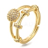 Adjustable Rack Plating Brass Micro Pave Cubic Zirconia Rings for Women RJEW-S244-01G-A-1