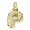 Brass Micro Pave Clear Cubic Zirconia Pendants KK-M279-01G-P-1